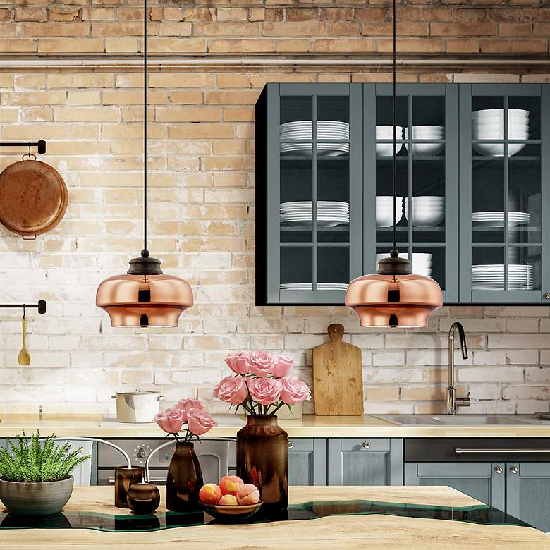 Image 7 Livex Art Glass 9 1/4" Wide English Bronze Mini Pendant more views