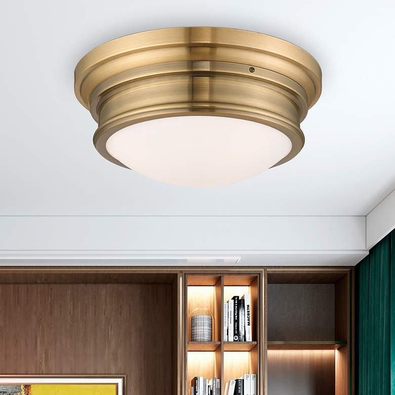 Image 1 Livex Astor 15 1/2" Wide Antique Brass Ceiling Light