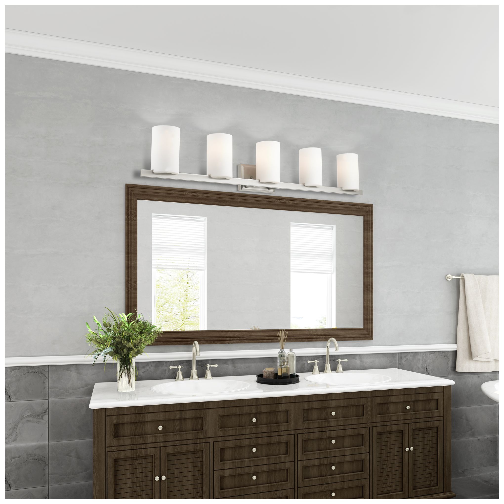 Livex Astoria 43 3/4" Wide Brushed Nickel 5-Light Bath Light