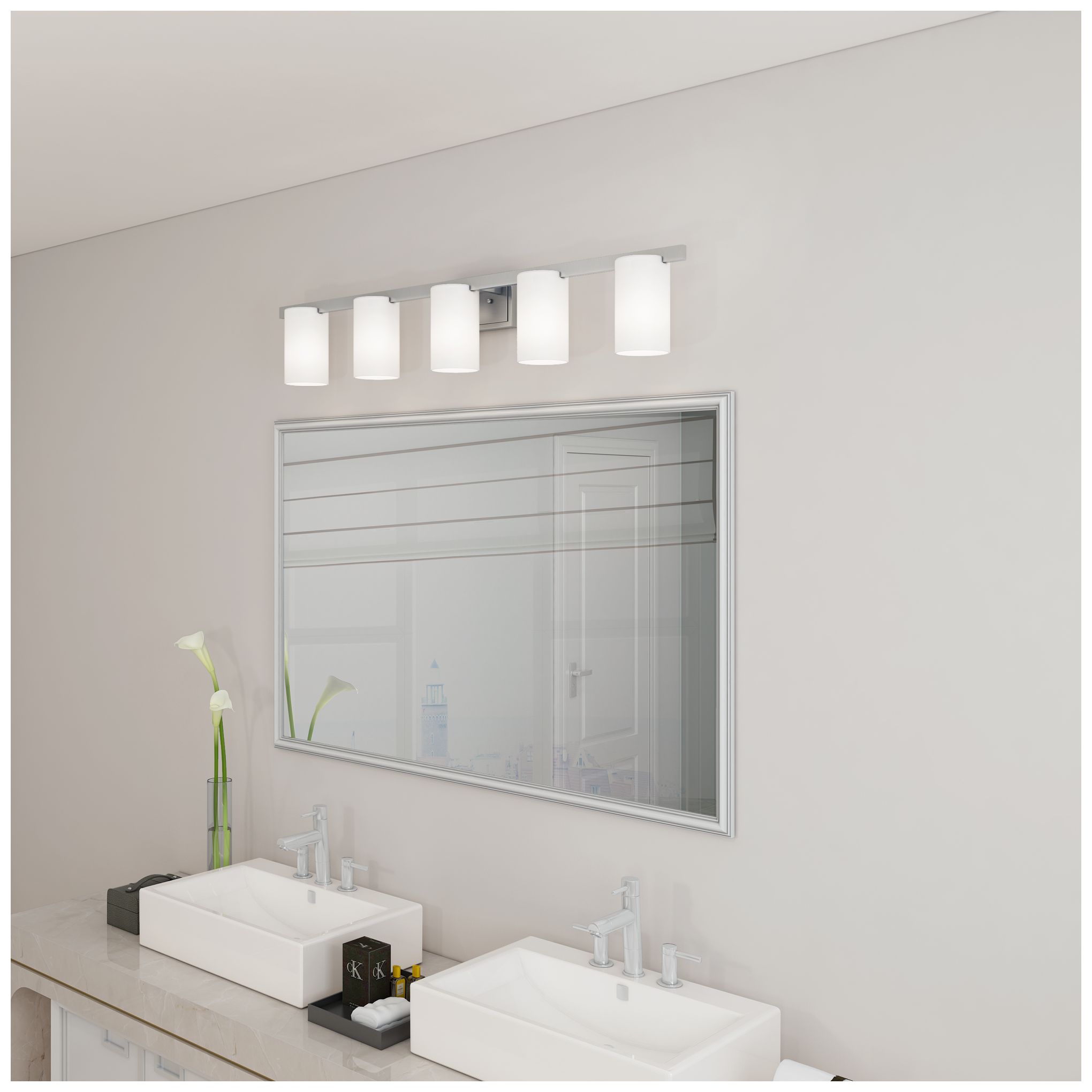 Livex Astoria 43 3/4" Wide Brushed Nickel 5-Light Bath Light