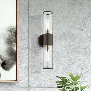 Livex Banca 18 1/2" High Bronze and Antique Brass ADA Wall Sconce