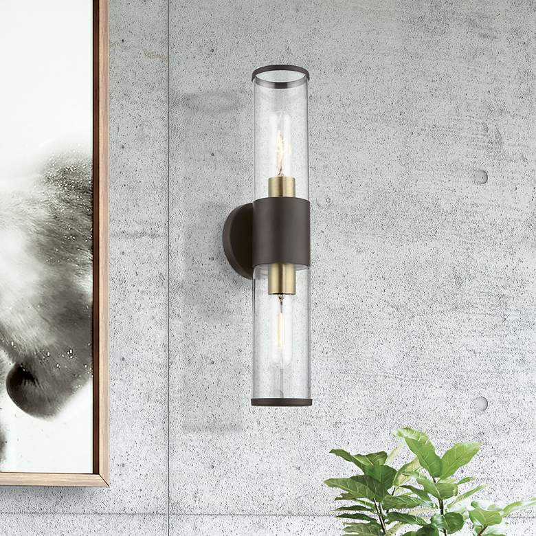 Image 1 Livex Banca 18 1/2" High Bronze and Antique Brass ADA Wall Sconce