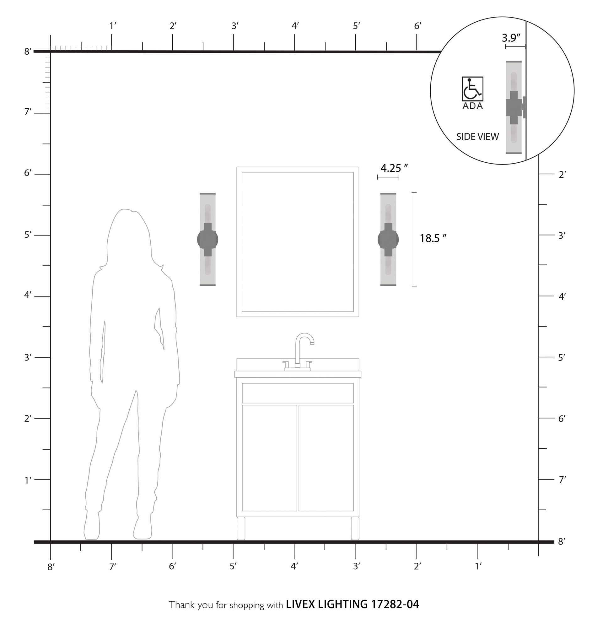 Livex Bancroft 18 1/2" High Black and Brushed Nickel ADA Wall Sconce