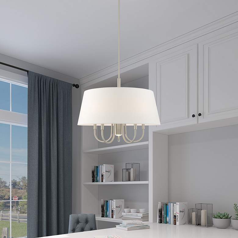 Image 2 Livex Belclaire 24" Wide Brushed Nickel 6-Light Chandelier