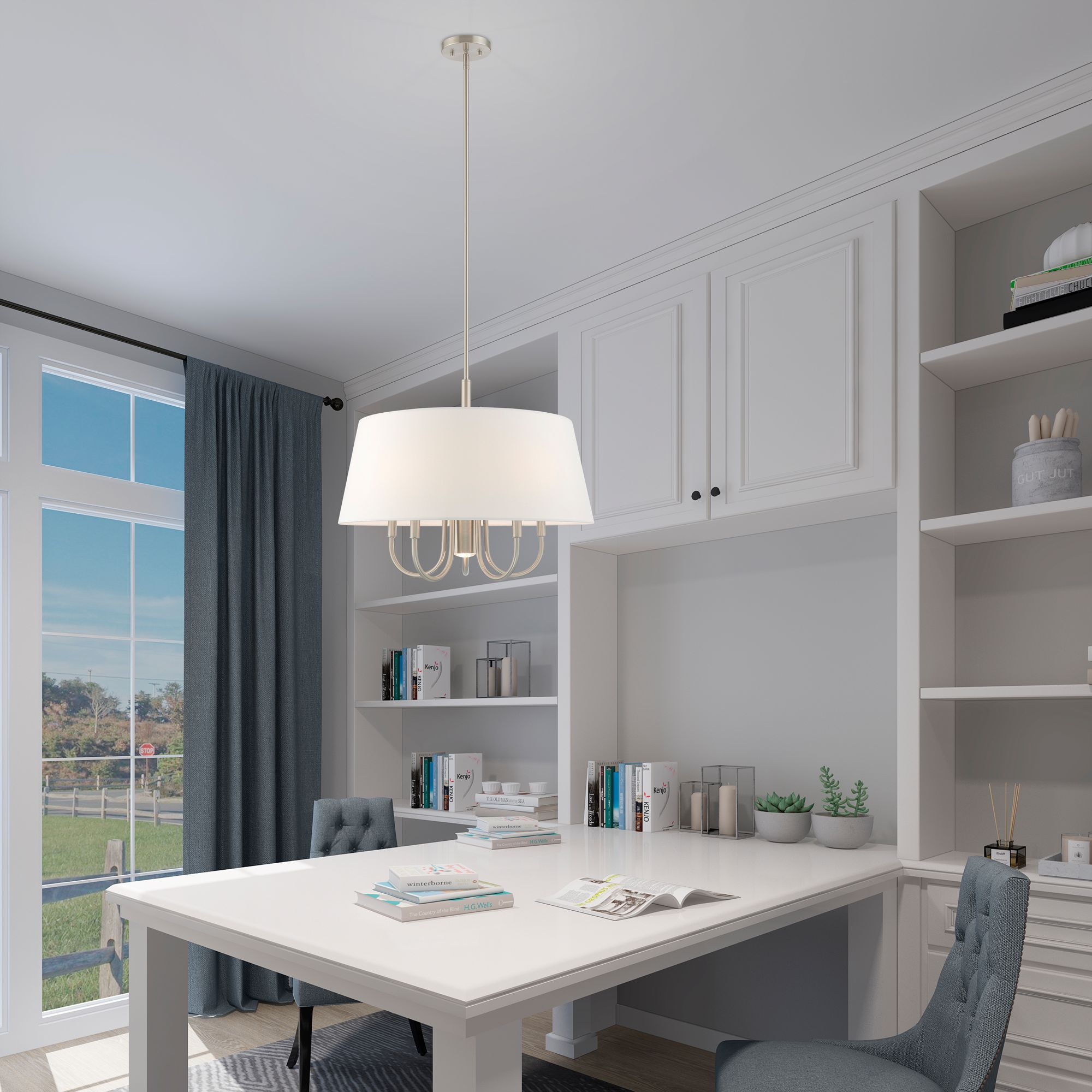 Livex Belclaire 24" Wide Brushed Nickel 6-Light Chandelier in scene