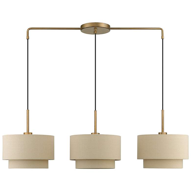 Image 4 Livex Bellingham 49" Wide 3-Light Gold Leaf Linear Shade Chandelier more views
