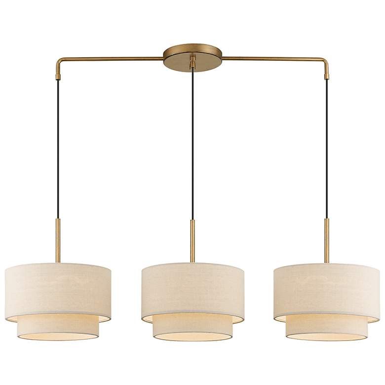 Image 5 Livex Bellingham 49" Wide 3-Light Gold Leaf Linear Shade Chandelier more views