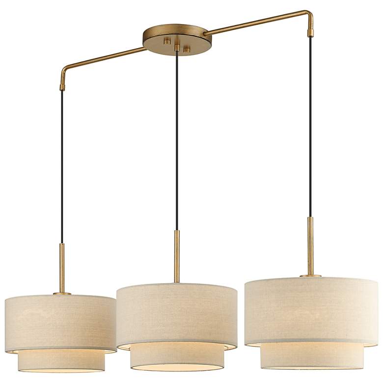 Image 6 Livex Bellingham 49" Wide 3-Light Gold Leaf Linear Shade Chandelier more views