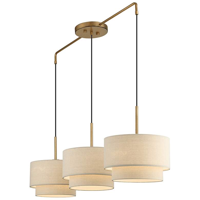 Image 7 Livex Bellingham 49" Wide 3-Light Gold Leaf Linear Shade Chandelier more views