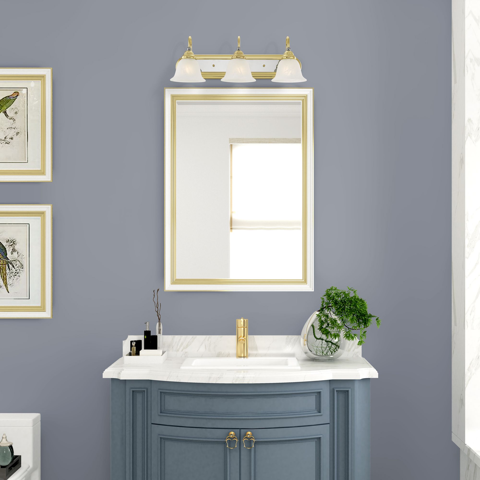 Livex Belmont 24" Wide 3-Light Chrome Polished Brass Vanity Light in scene