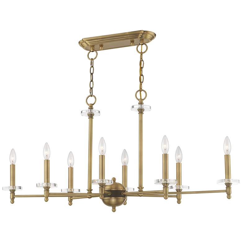 Image 1 Livex Bennington 39 1/2" Brass 8-Light Linear Candelabra Chandelier