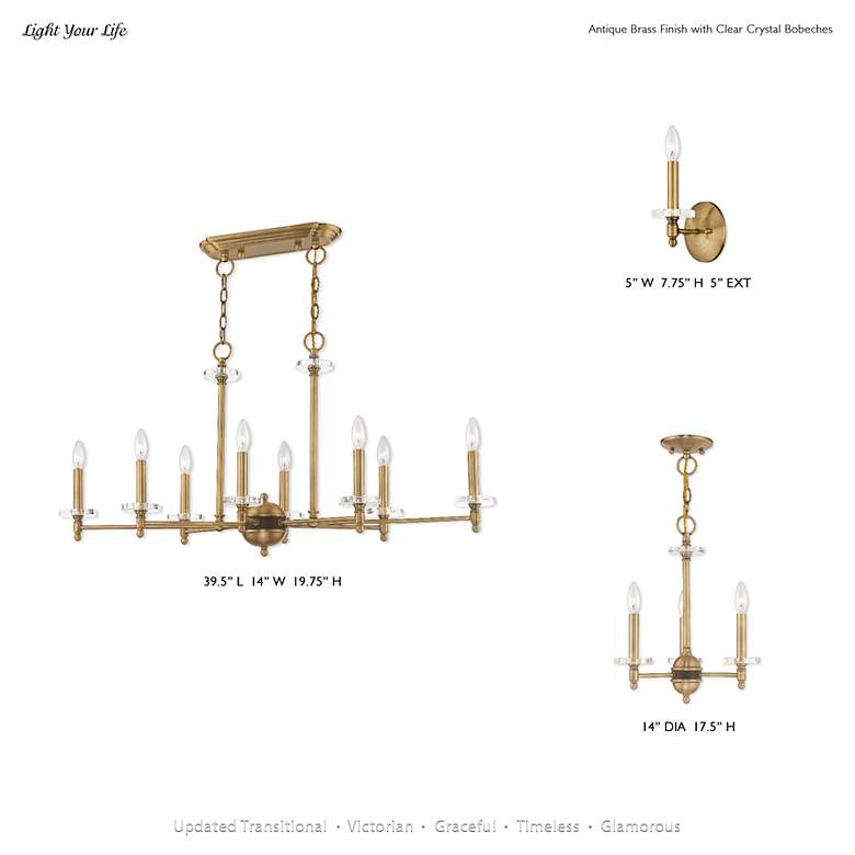 Image 3 Livex Bennington 39 1/2" Brass 8-Light Linear Candelabra Chandelier more views