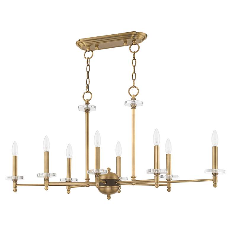 Image 4 Livex Bennington 39 1/2" Brass 8-Light Linear Candelabra Chandelier more views