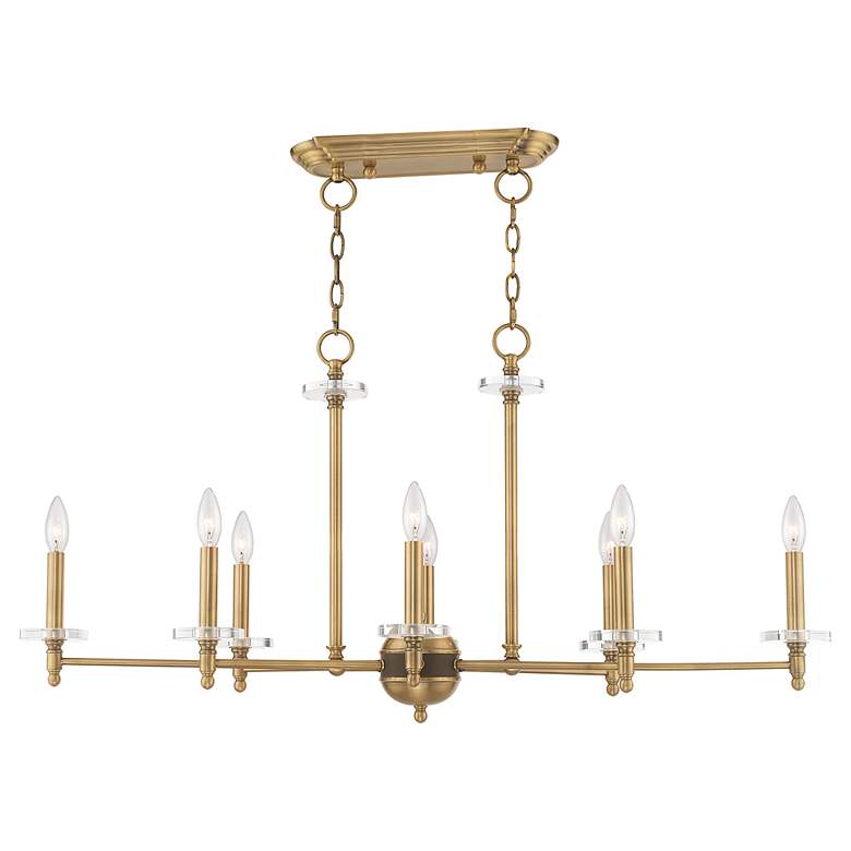 Image 5 Livex Bennington 39 1/2" Brass 8-Light Linear Candelabra Chandelier more views