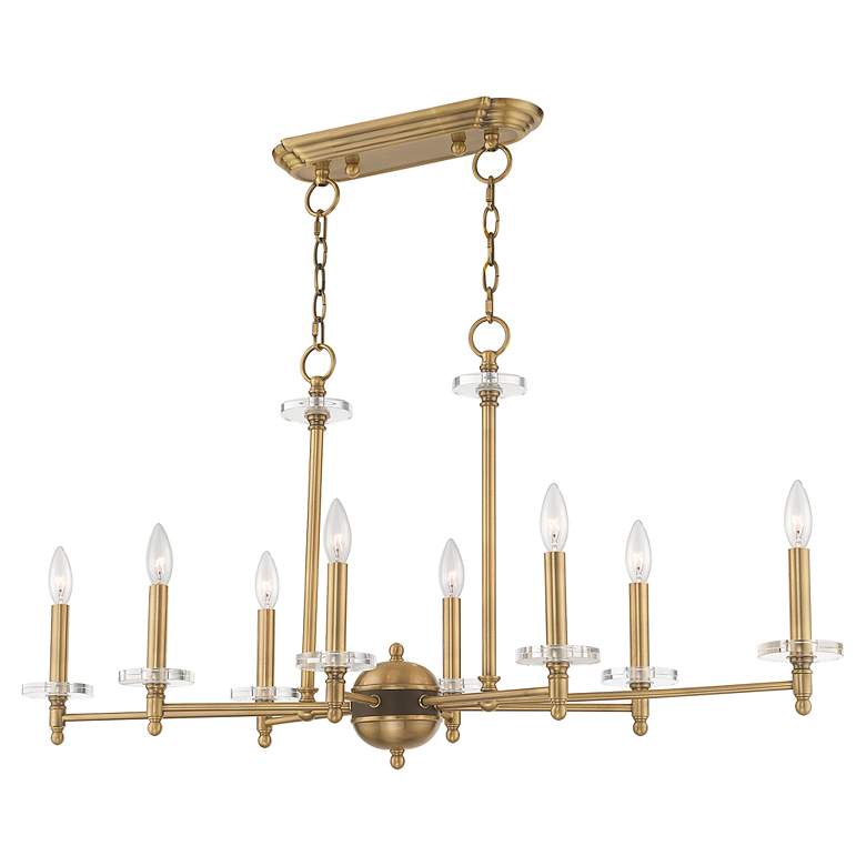 Image 6 Livex Bennington 39 1/2" Brass 8-Light Linear Candelabra Chandelier more views
