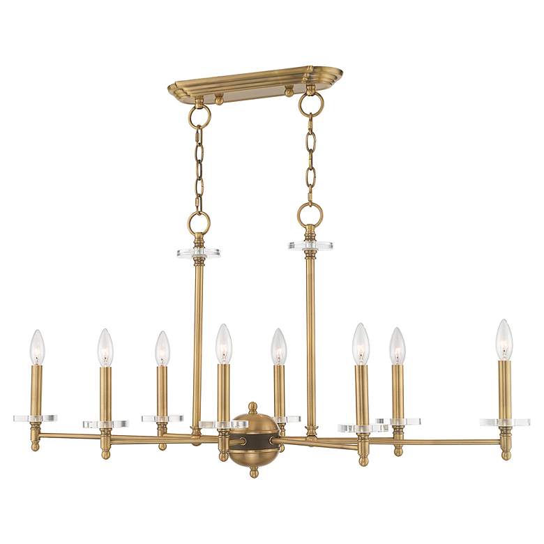 Image 7 Livex Bennington 39 1/2" Brass 8-Light Linear Candelabra Chandelier more views