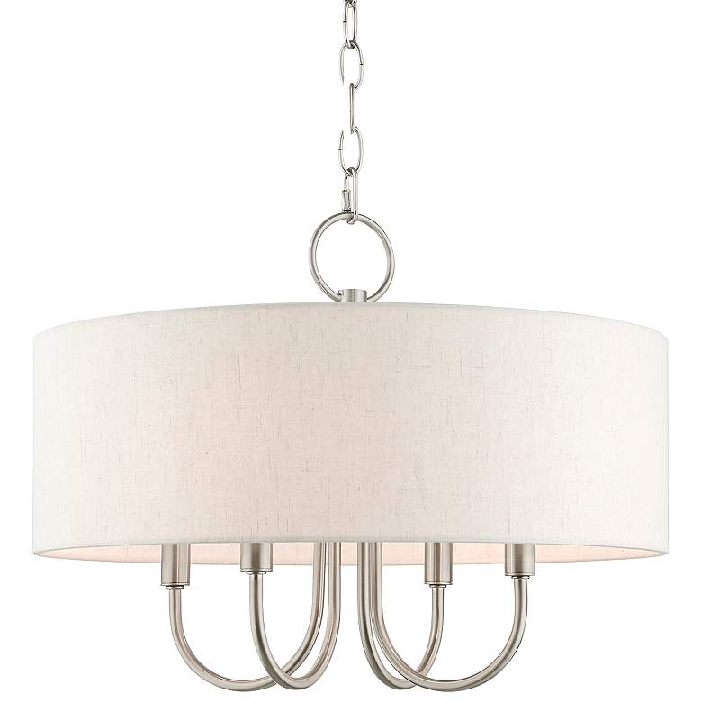 Image 1 Livex Blossom 18 inch Wide 4-Light Brushed Nickel Drum Shade Chandelier