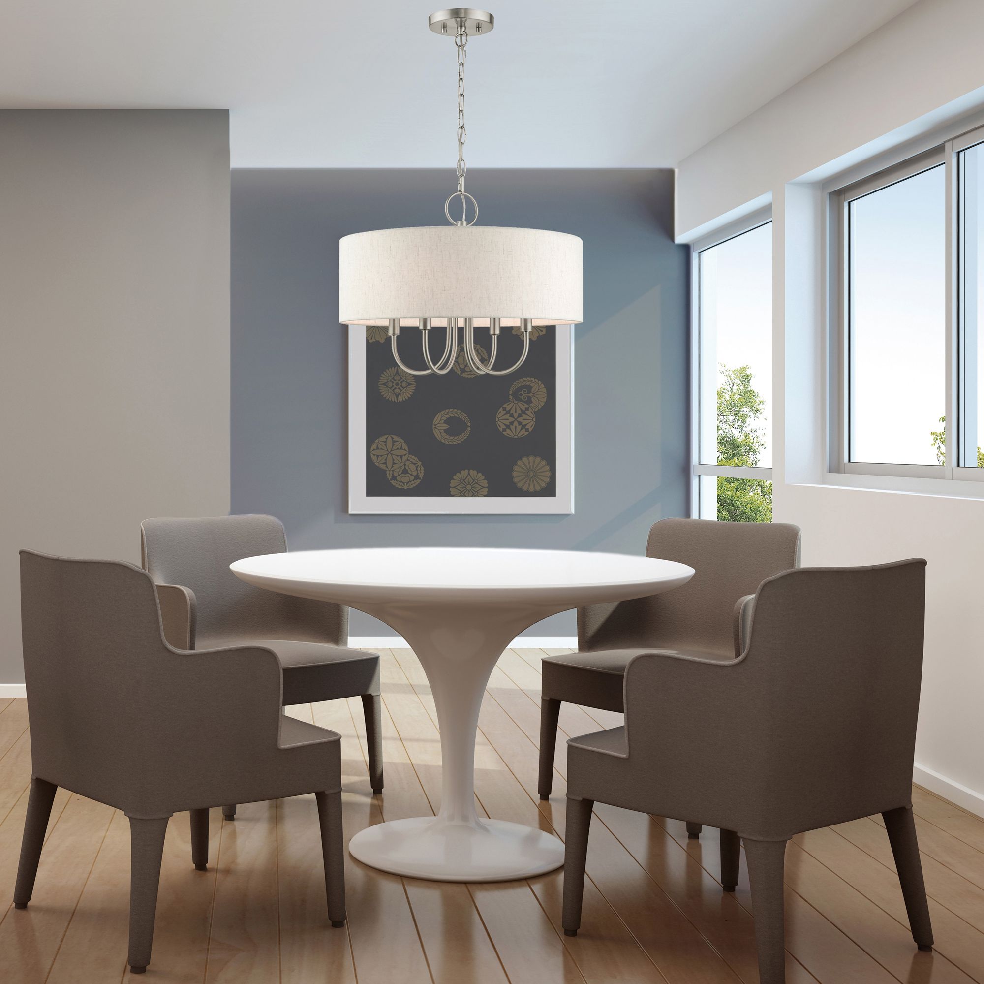 Livex Blossom 18" Wide 4-Light Brushed Nickel Drum Shade Chandelier in scene