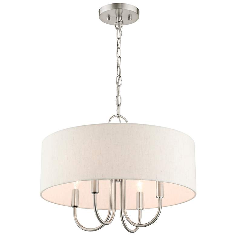 Image 6 Livex Blossom 18" Wide 4-Light Brushed Nickel Drum Shade Chandelier more views