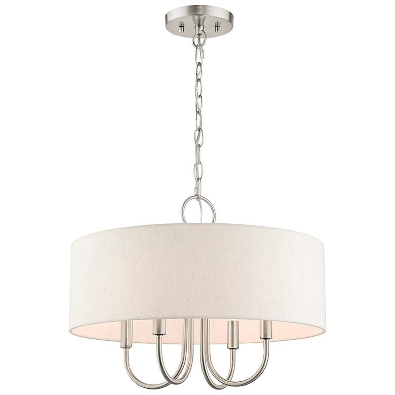 Image 7 Livex Blossom 18" Wide 4-Light Brushed Nickel Drum Shade Chandelier more views