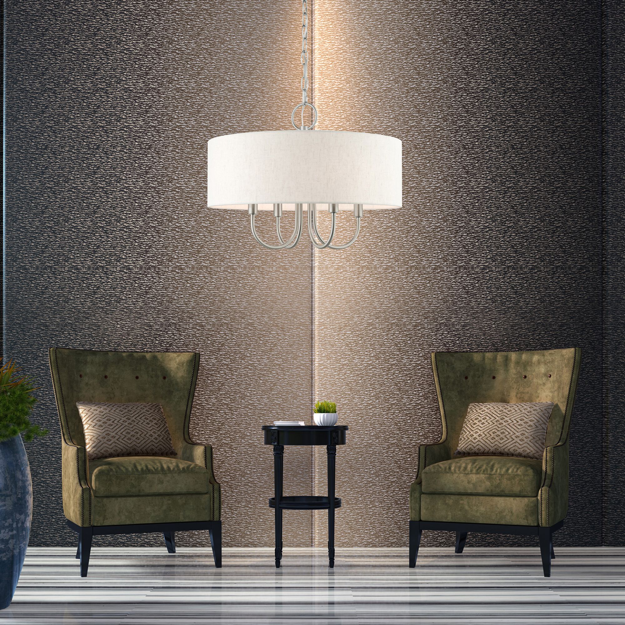 Livex Blossom 18" Wide 4-Light Brushed Nickel Drum Shade Chandelier in scene