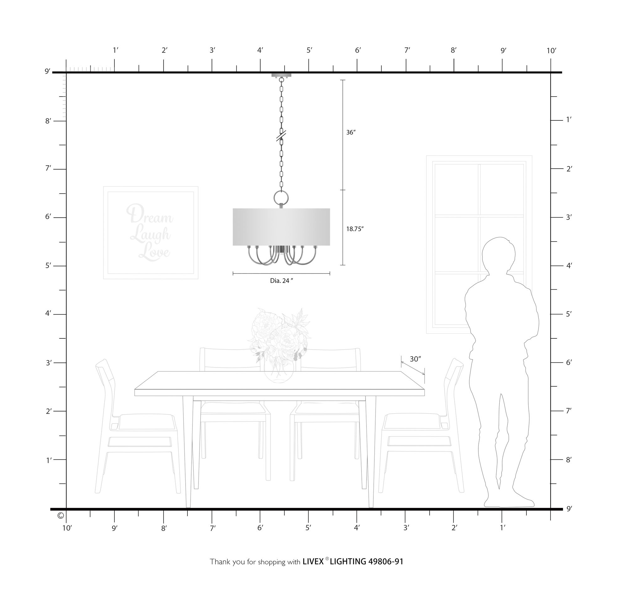 Livex Blossom 24" Wide Brushed Nickel Drum Chandelier