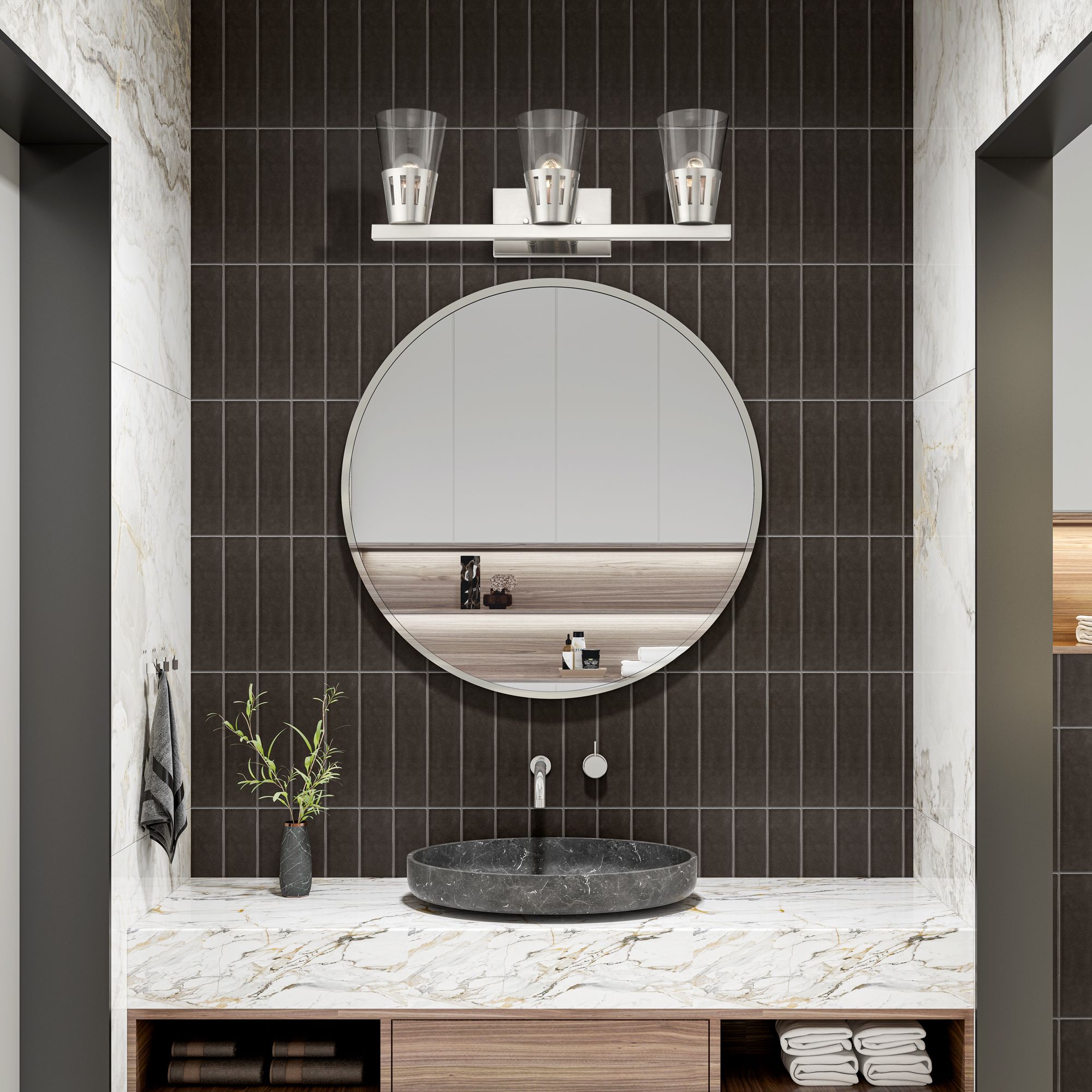 Image 3 Livex Brynhurst 23 1/2"W Brushed Nickel 3-Light Bath Light more views