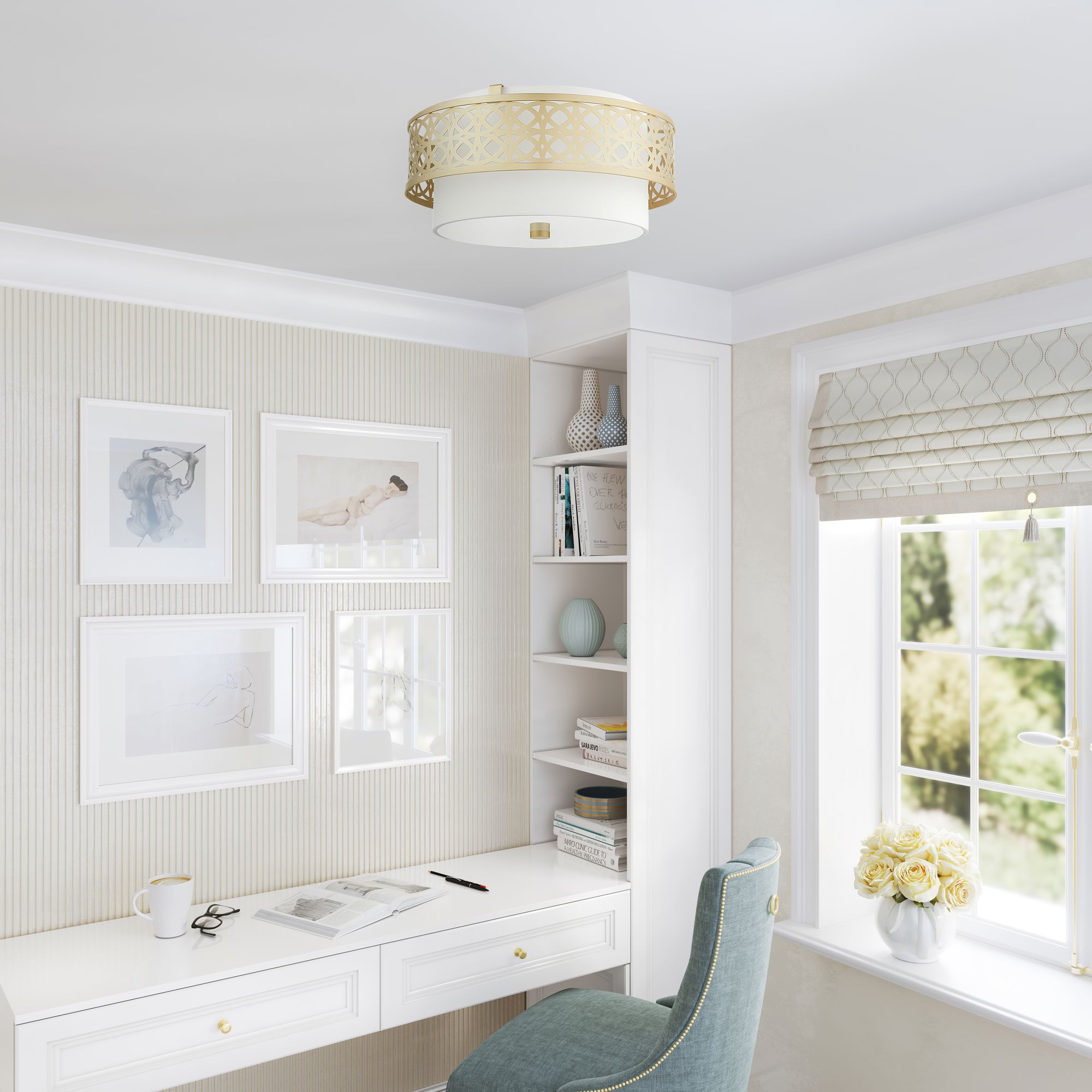 Livex Calinda 16" Wide Soft Gold Ceiling Light