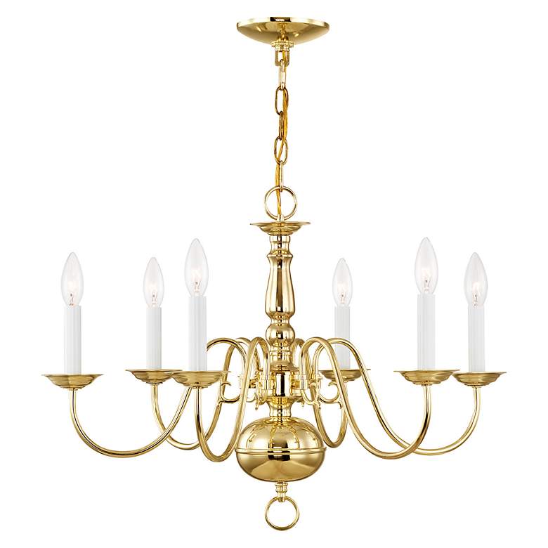 Image 3 Livex Candelabra 24" Polished Brass 6-Light Traditional Chandelier more views