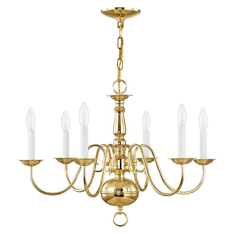 Image 4 Livex Candelabra 24" Polished Brass 6-Light Traditional Chandelier more views