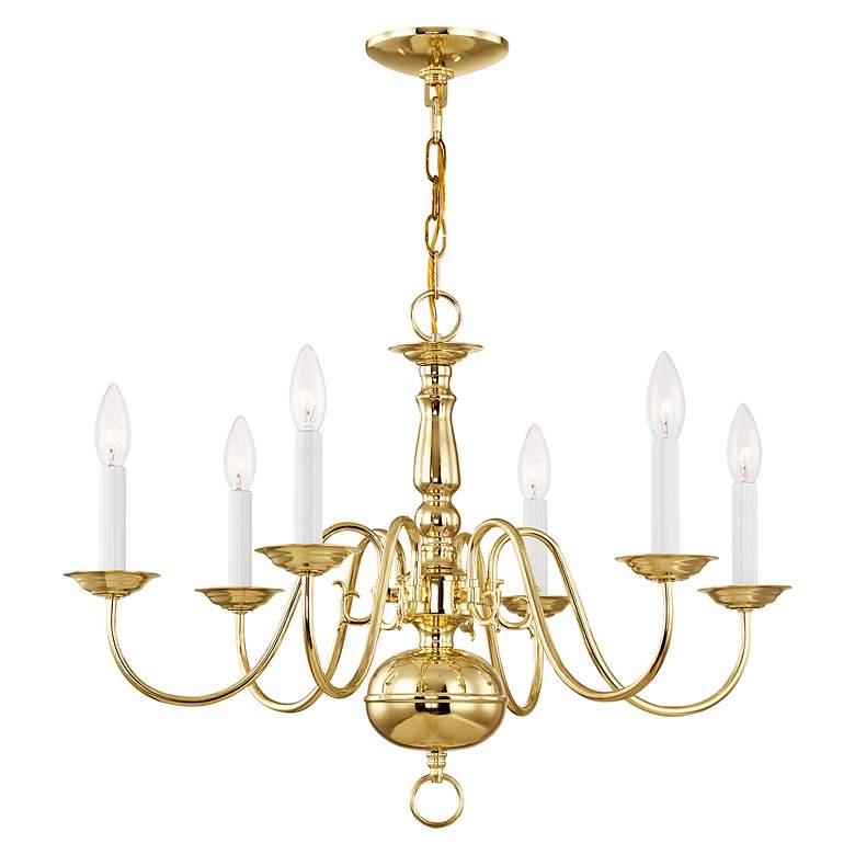 Image 5 Livex Candelabra 24" Polished Brass 6-Light Traditional Chandelier more views