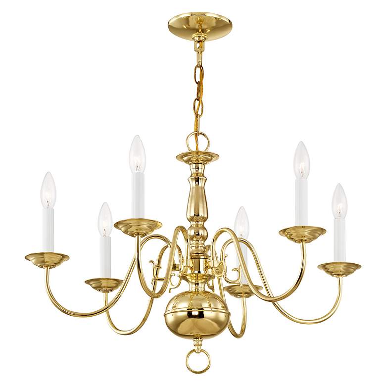 Image 6 Livex Candelabra 24" Polished Brass 6-Light Traditional Chandelier more views