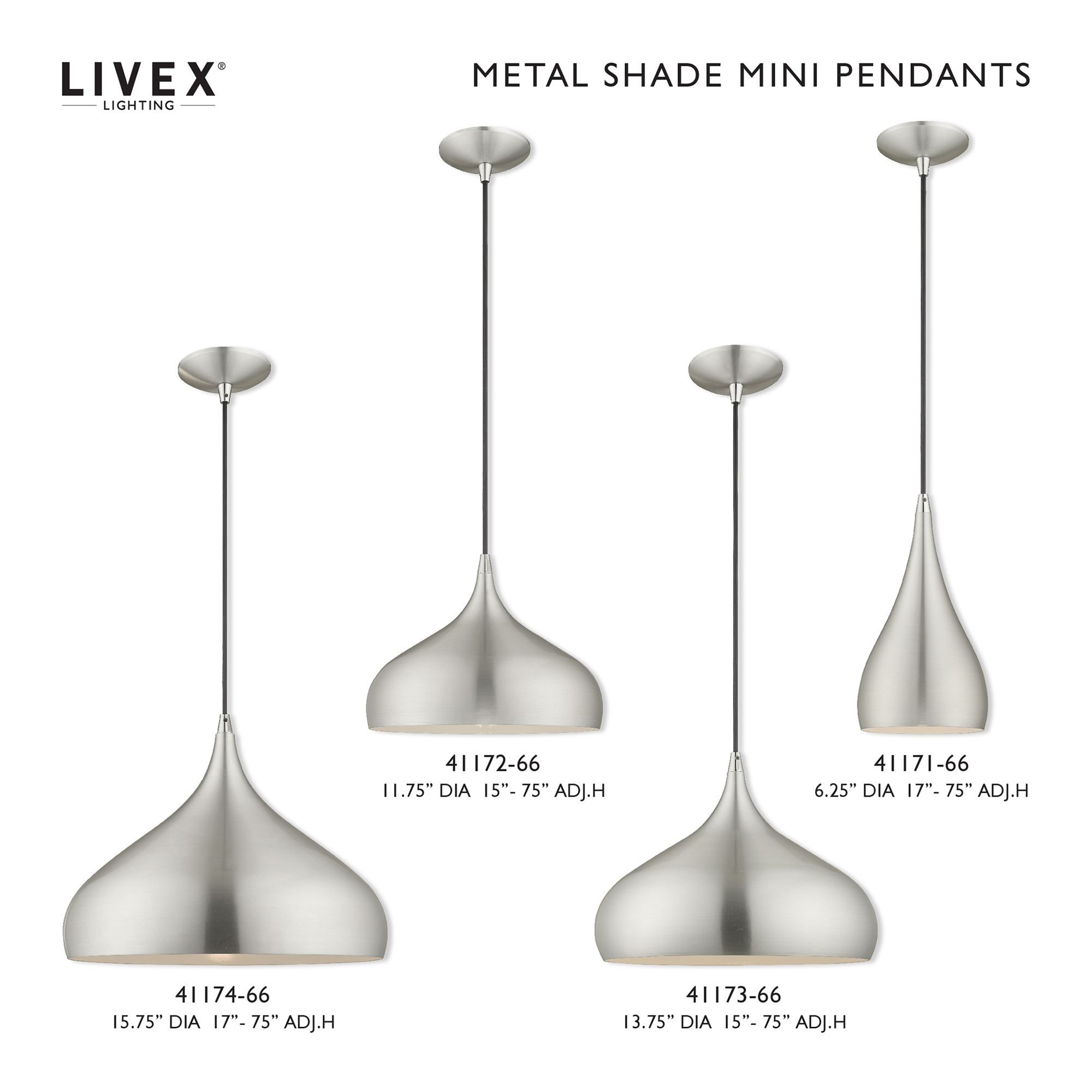 Image 2 Livex Candy 13 3/4" Wide Brushed Aluminum Pendant Light more views