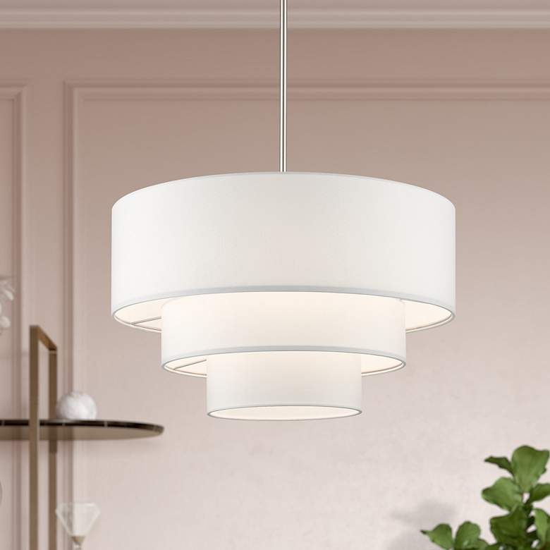 Image 1 Livex Carrington 23"W Brushed Nickel 3-Tier Pendant Light