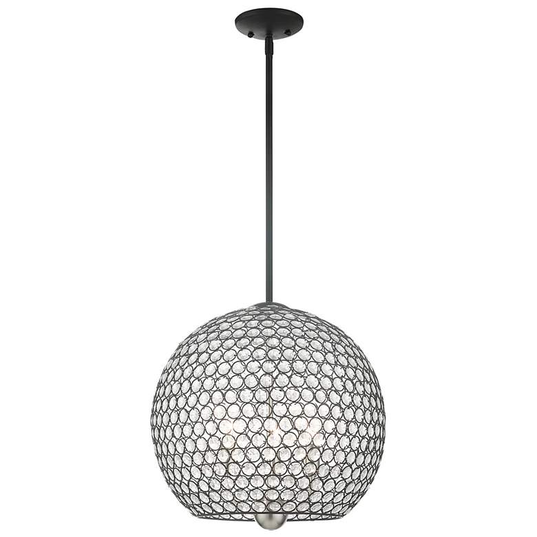 Image 2 Livex Cassandra 16" Wide Black Sphere Pendant Light