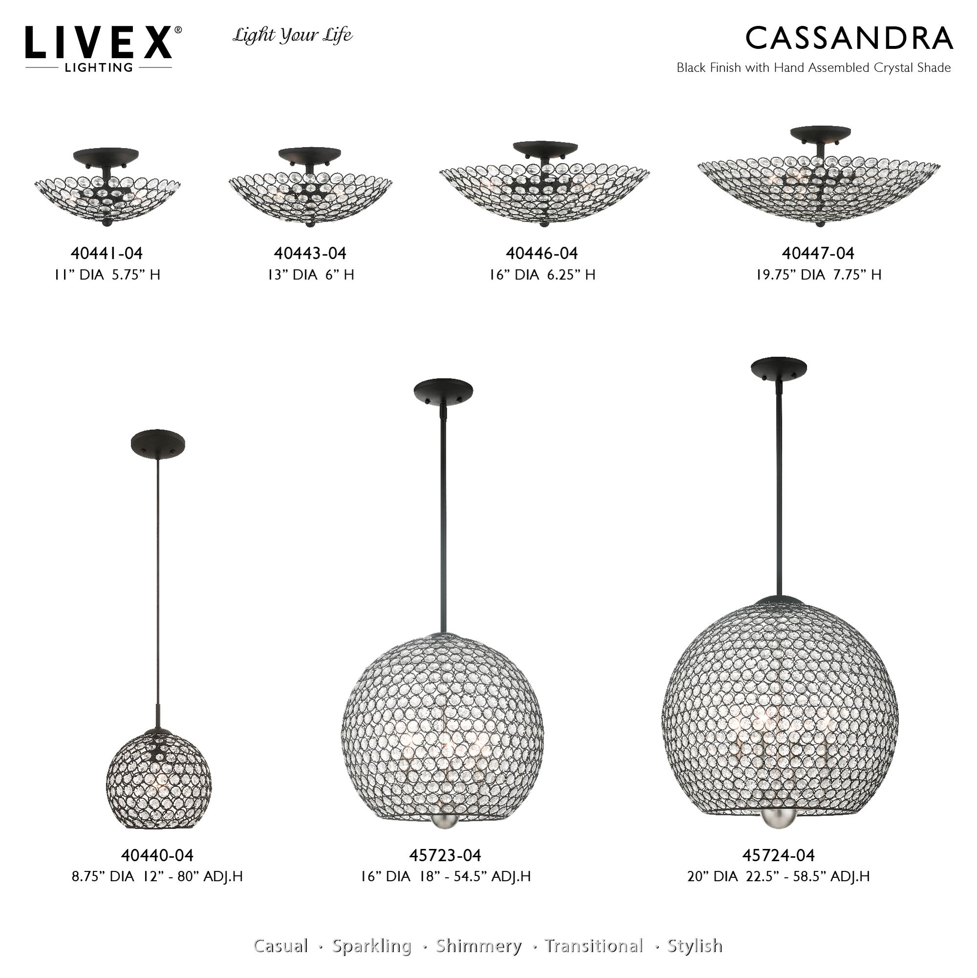 Image 3 Livex Cassandra 16" Wide Black Sphere Pendant Light more views