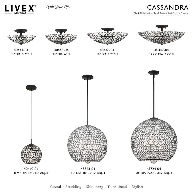 Image 3 Livex Cassandra 16" Wide Black Sphere Pendant Light more views