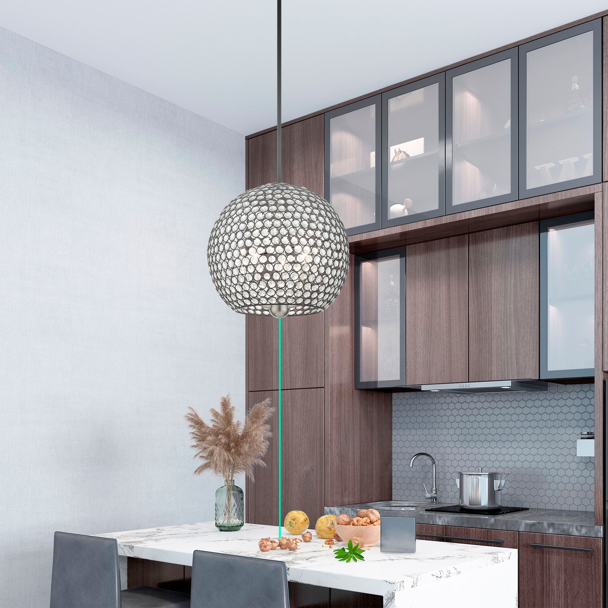 Livex Cassandra 16" Wide Black Sphere Pendant Light