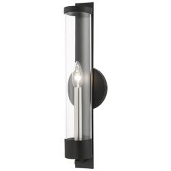 Livex Castleton 18" High Black and Cylinder Glass Wall Sconce