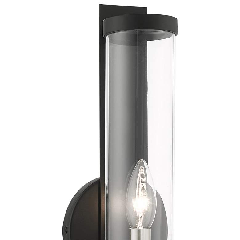 Image 3 Livex Castleton 18" High Black and Cylinder Glass Wall Sconce more views