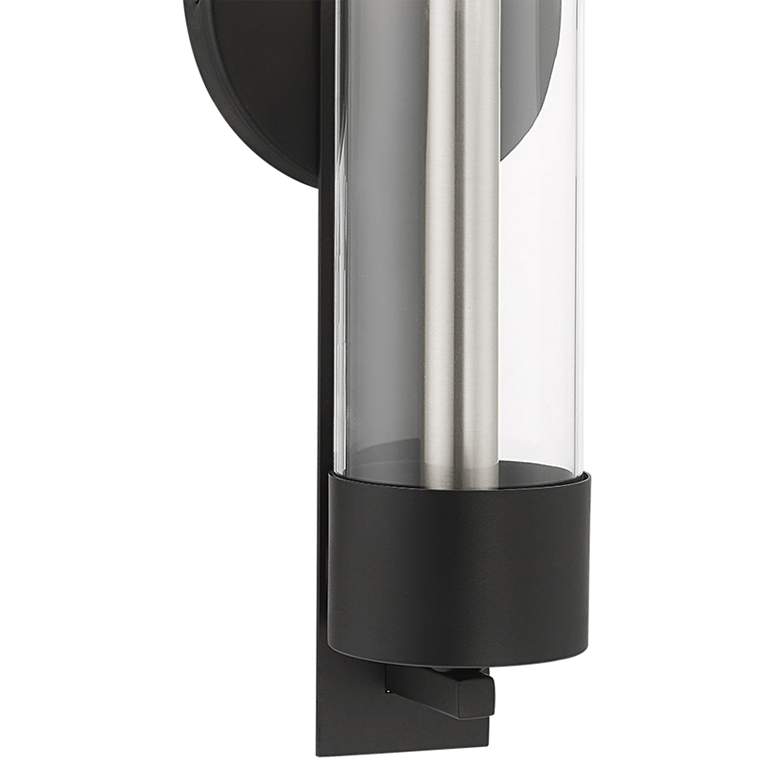 Image 4 Livex Castleton 18" High Black and Cylinder Glass Wall Sconce more views