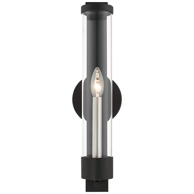 Image 5 Livex Castleton 18" High Black and Cylinder Glass Wall Sconce more views
