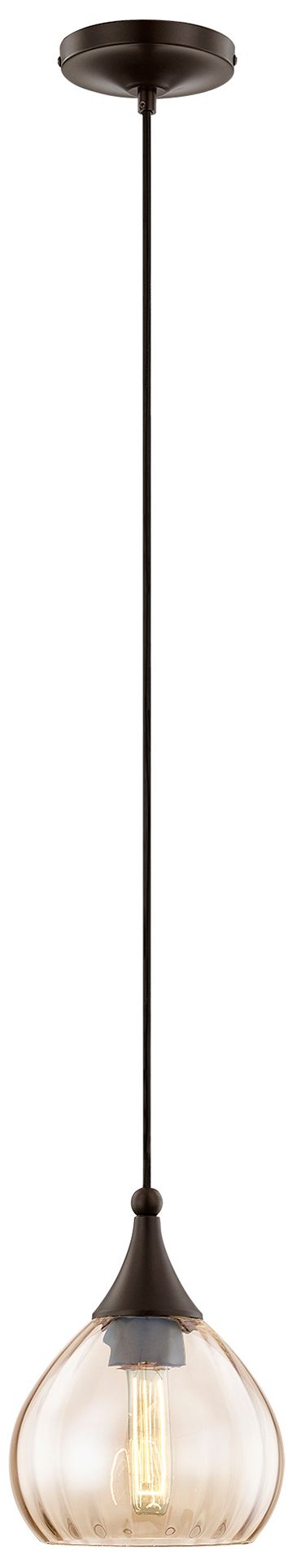 Livex Champagne Art Glass 7" Wide English Bronze Mini Pendant