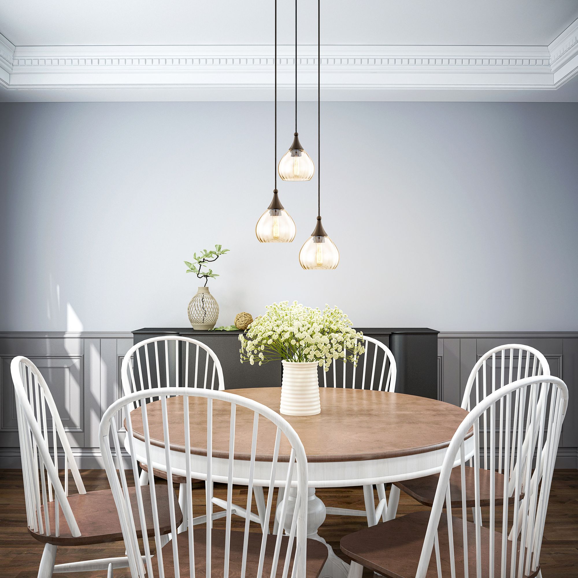 Image 6 Livex Champagne Art Glass 7" Wide English Bronze Mini Pendant more views