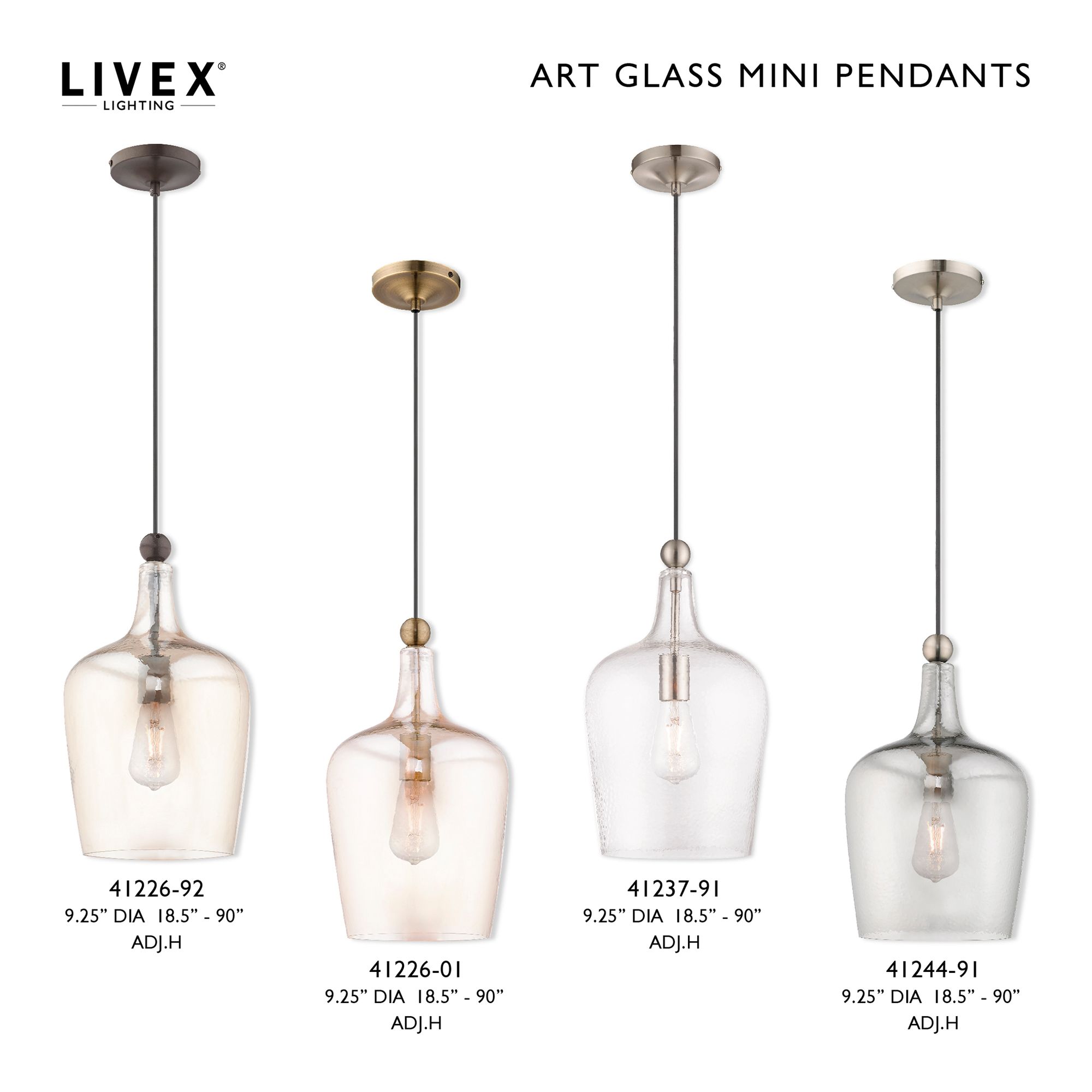 Image 2 Livex Champagne Art Glass 9 1/4" Wide English Bronze Mini Pendant more views