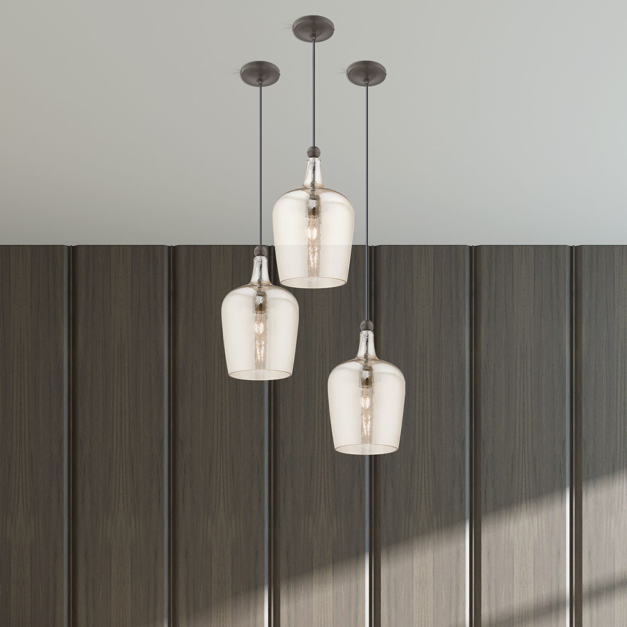 Livex Champagne Art Glass 9 1/4" Wide English Bronze Mini Pendant