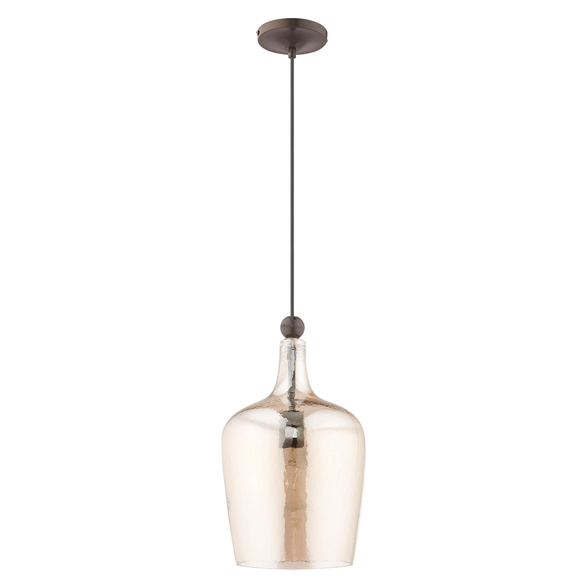 Image 3 Livex Champagne Art Glass 9 1/4" Wide English Bronze Mini Pendant more views