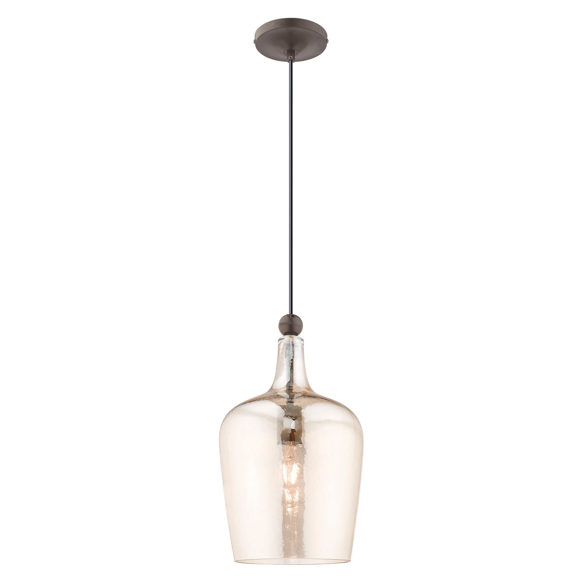 Image 4 Livex Champagne Art Glass 9 1/4" Wide English Bronze Mini Pendant more views