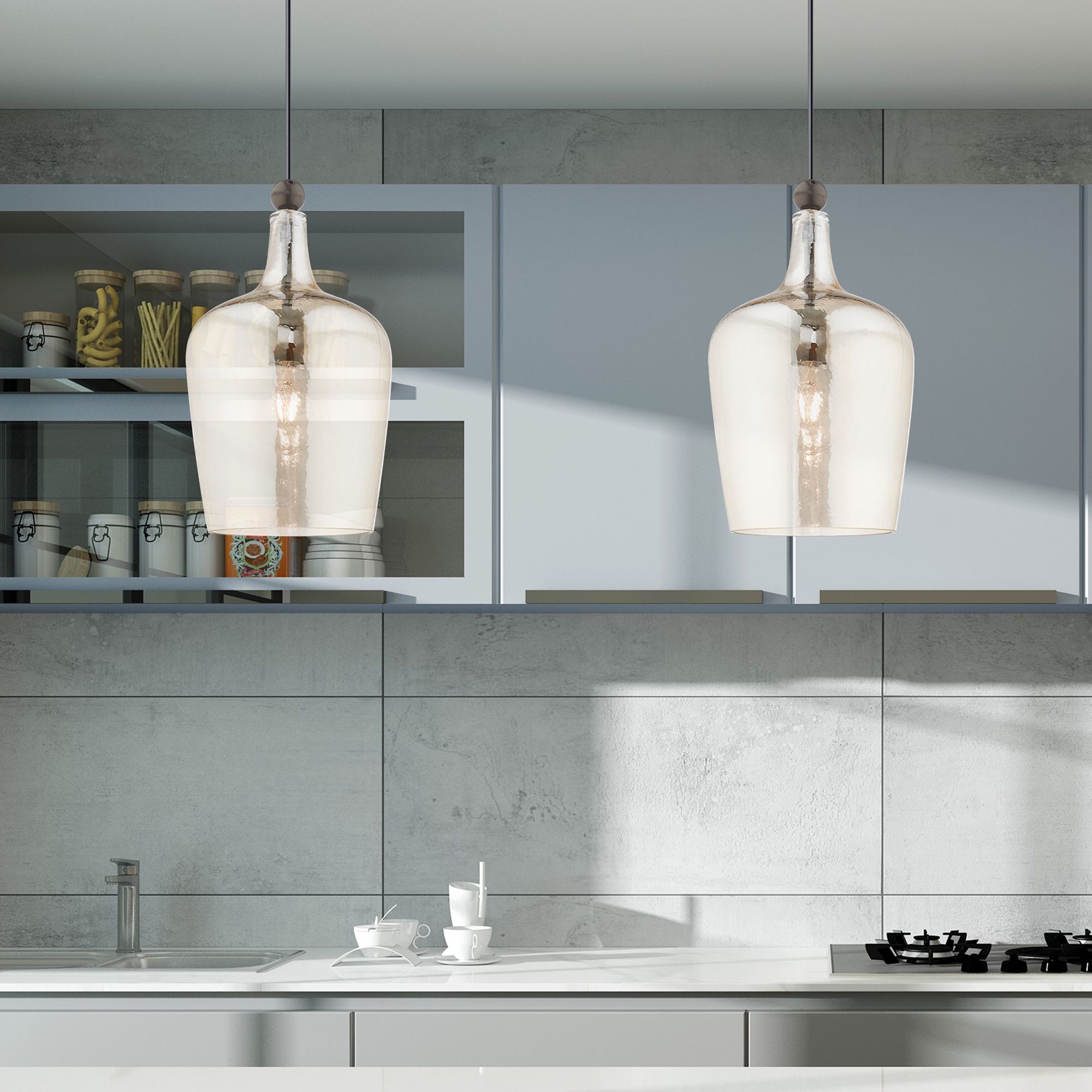 Image 7 Livex Champagne Art Glass 9 1/4" Wide English Bronze Mini Pendant more views