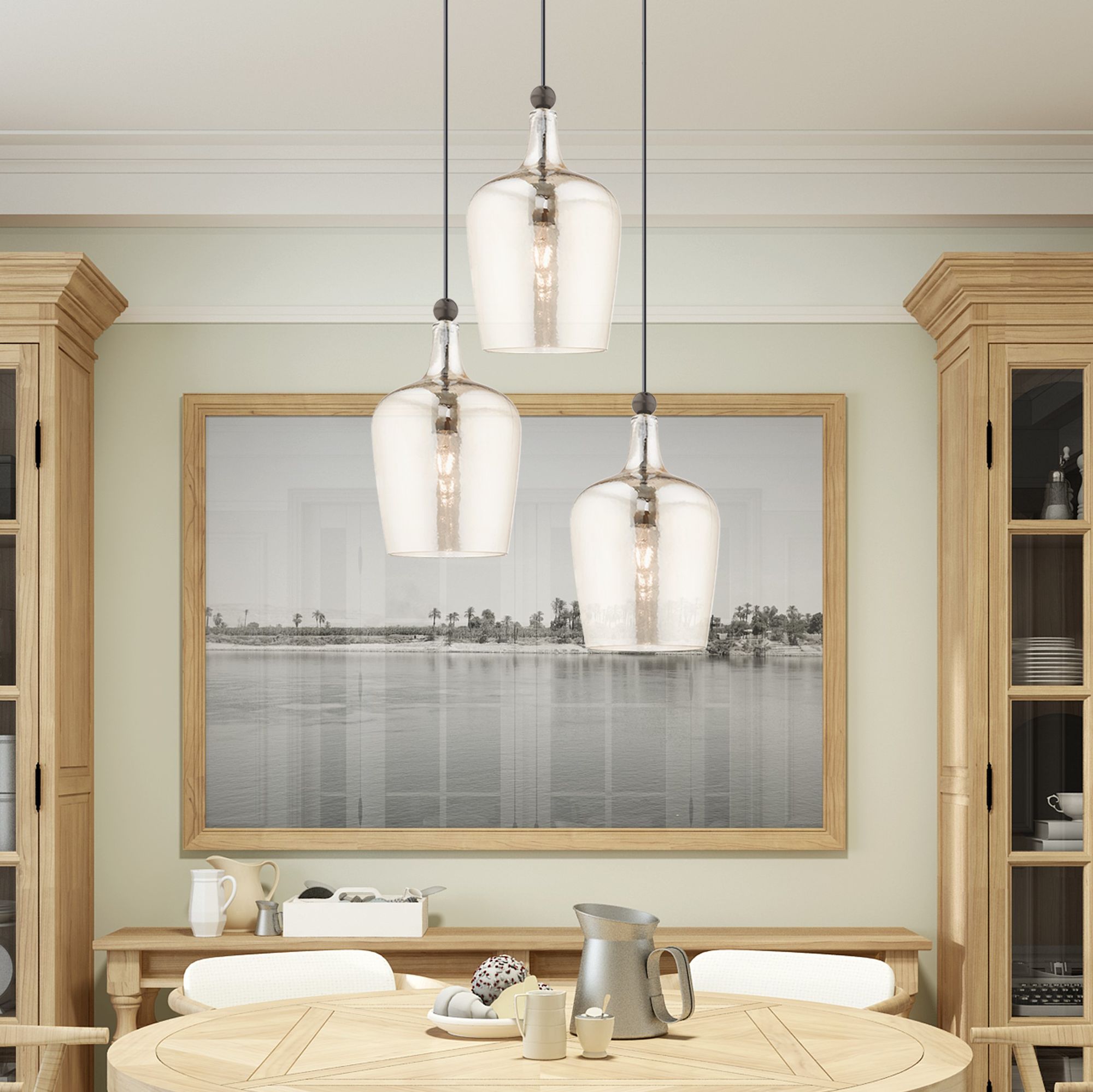 Livex Champagne Art Glass 9 1/4" Wide English Bronze Mini Pendant